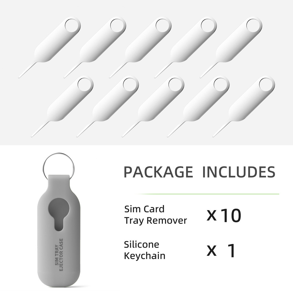 10 Pack SIM Card Eject Pin Removal Tools, Fits All iPhone, Samsung, Android Cell Phones, Mobile SIM Tray Opener