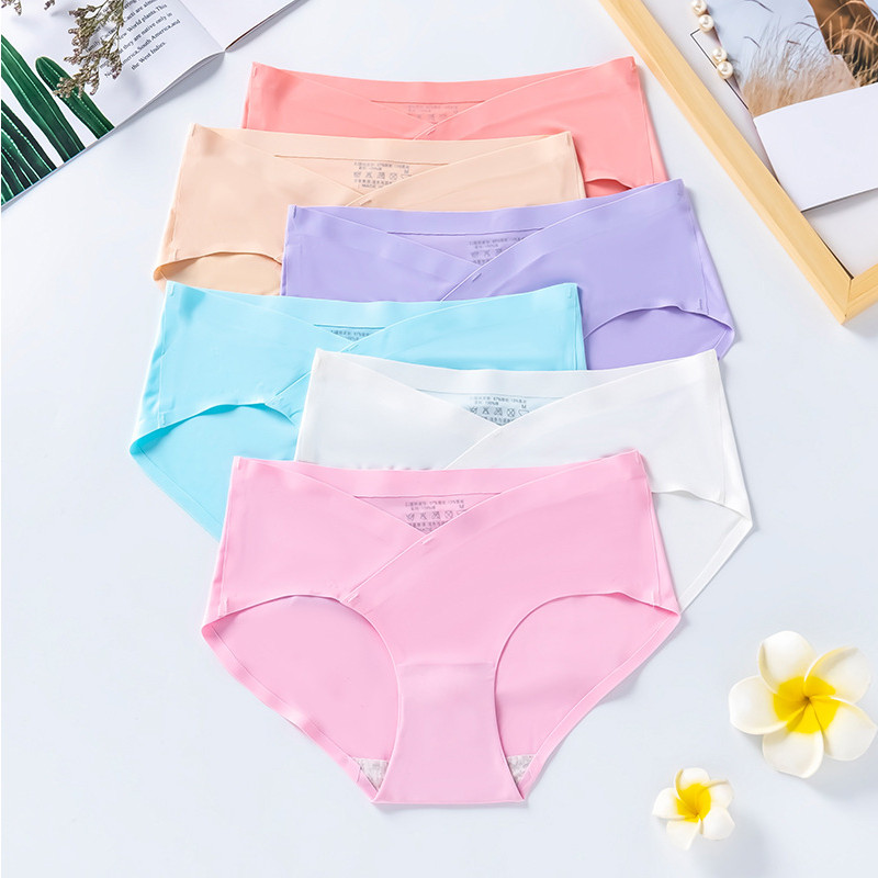 Seamless Women Maternity Panties For Pregnant Ice Silk Low Waist Pregnancy Briefs Summer Shorts Pan 0