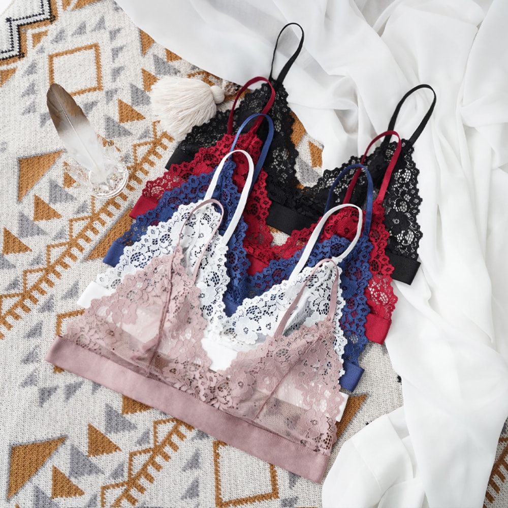 Female Unlined Transparent Bras Lace Sexy Lingerie Bralette Sexy Bra For Woman Lace Thin Underwear 0