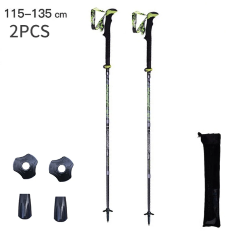 Ultralight Folding Trekking Poles Carbon Fiber Hiking Pole Pioneer Quick Lock Walking Stick for Outdoor Running and Race