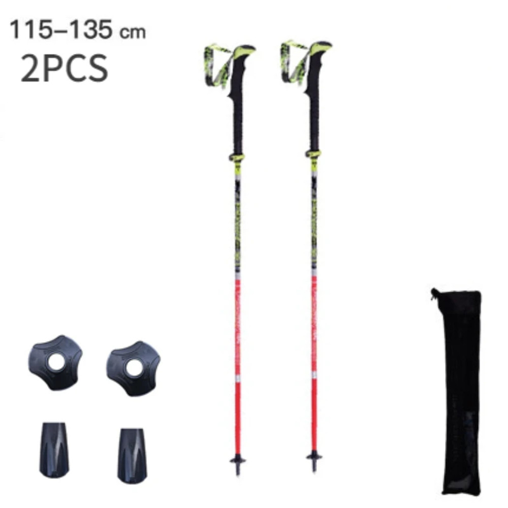 Ultralight Folding Trekking Poles Carbon Fiber Hiking Pole Pioneer Quick Lock Walking Stick for Outdoor Running and Race