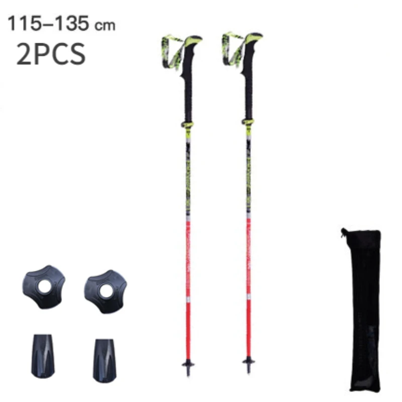 Ultralight Folding Trekking Poles Carbon Fiber Hiking Pole Pioneer Quick Lock Walking Stick for Outdoor Running and Race