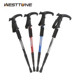 lightweight camping climbing trekking stick, outdoor folding trekkings pole, 4 section portable walking hiking stick