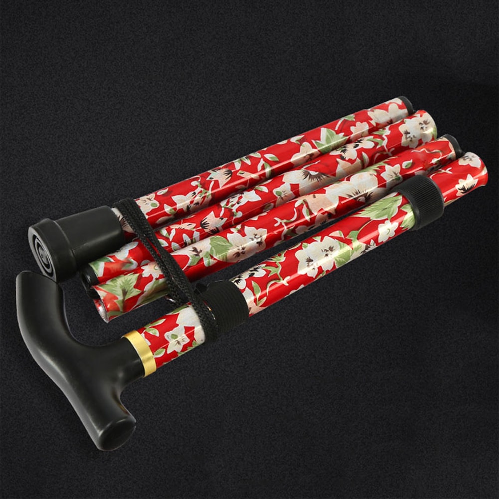 Trusty Hiking Poles Folding Stick Walking Cane, Telescopic Trekking Stick, Adjustable Crutches with Rubber Tip Accessory