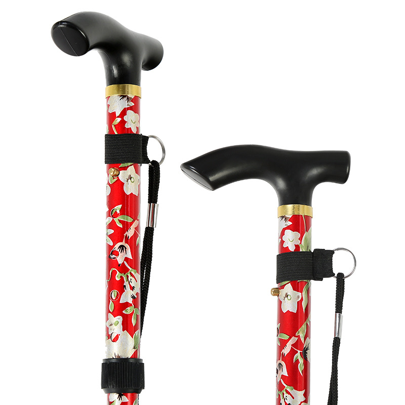 Trusty Hiking Poles Folding Stick Walking Cane, Telescopic Trekking Stick, Adjustable Crutches with Rubber Tip Accessory