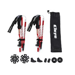 cleye folding walking stick multi-purpose, 5-section adjustable trekking pole for hiking, outdoor couples gear