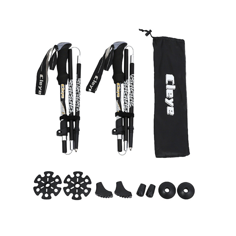 Cleye Folding Walking Stick Multi-Purpose, 5-Section Adjustable Trekking Pole for Hiking, Outdoor Couples Gear