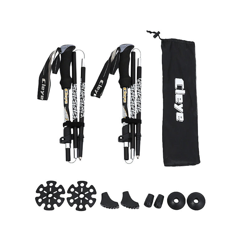 Cleye Folding Walking Stick Multi-Purpose, 5-Section Adjustable Trekking Pole for Hiking, Outdoor Couples Gear