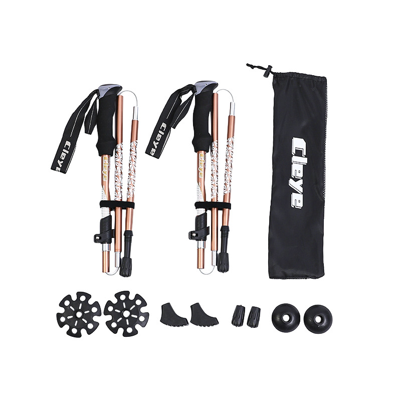 Cleye Folding Walking Stick Multi-Purpose, 5-Section Adjustable Trekking Pole for Hiking, Outdoor Couples Gear