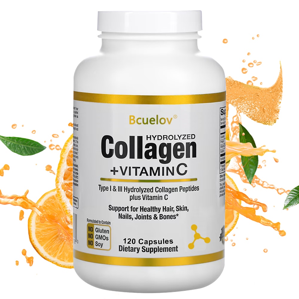 Bcuelov Hydrolyzed Collagen Type I III With Vitamin C Boost Skin Elasticity Hair Nails Joint Bone H 0