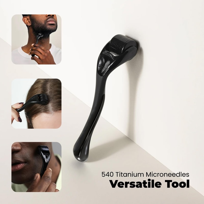 Professional Derma Roller Microneedle Roller for Face and Beard, Skin Rejuvenation Microneedling Roller for Women Men
