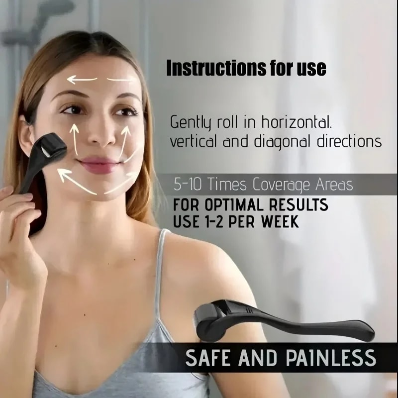 Professional Derma Roller Microneedle Roller for Face and Beard, Skin Rejuvenation Microneedling Roller for Women Men