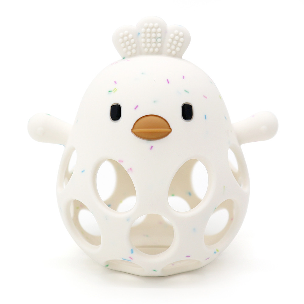 Baby Silicone Teether Toys Cartoon Chick Shape For Chewing Training Hollow Design For Easy Grip Soo 8