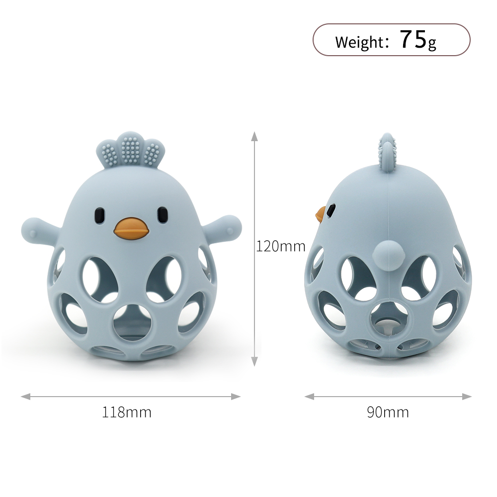 Baby Silicone Teether Toys Cartoon Chick Shape For Chewing Training Hollow Design For Easy Grip Soo 4