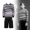 Movie Addams Family Pugsley Addams Cosplay Costume, Wednesday's Younger Brother Outfit with Tops & Pants for Halloween