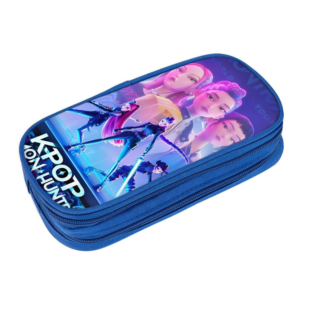 Kpop Demon Hunters Rumi & Jinu Pencil Case, Big Capacity Double Layer Fashion School Bag for Stationery Organizer