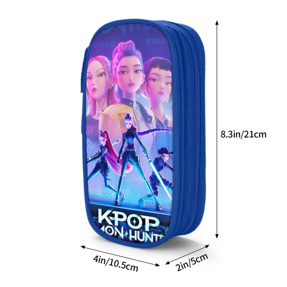 Kpop Demon Hunters Rumi & Jinu Pencil Case, Big Capacity Double Layer Fashion School Bag for Stationery Organizer