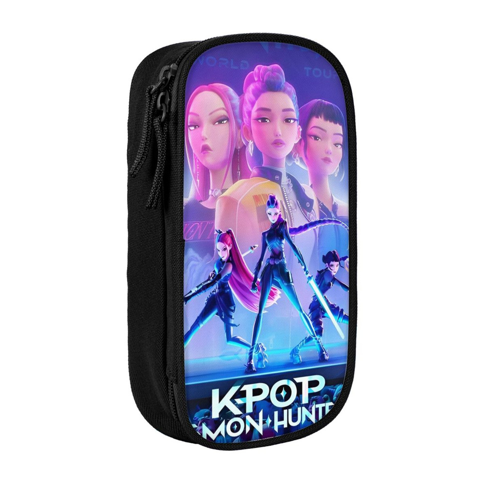 Kpop Demon Hunters Rumi & Jinu Pencil Case, Big Capacity Double Layer Fashion School Bag for Stationery Organizer