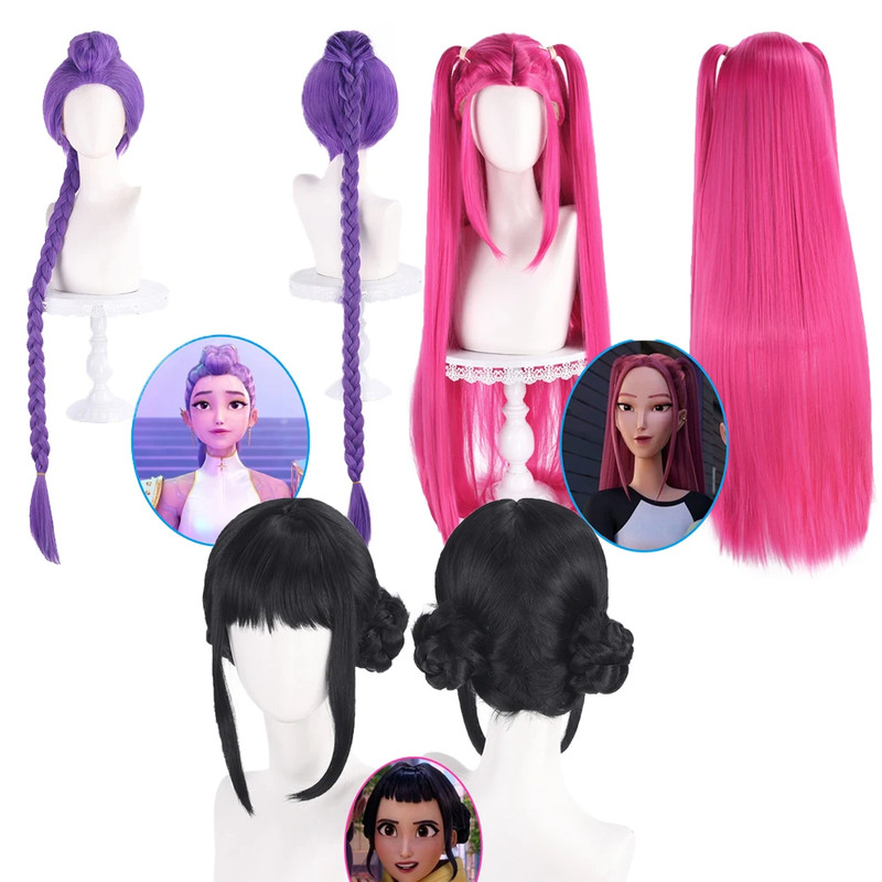KPop Demon Hunters Cosplay Wigs Rumi Mira Zoey Character Wigs For Halloween AnimeCon  Costume Dress 0
