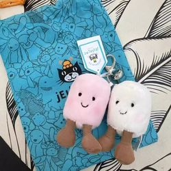 adorable two tone plush cat keychain, super soft cotton candy jc jelly pendant for bags, cars, & as a cute holiday gift