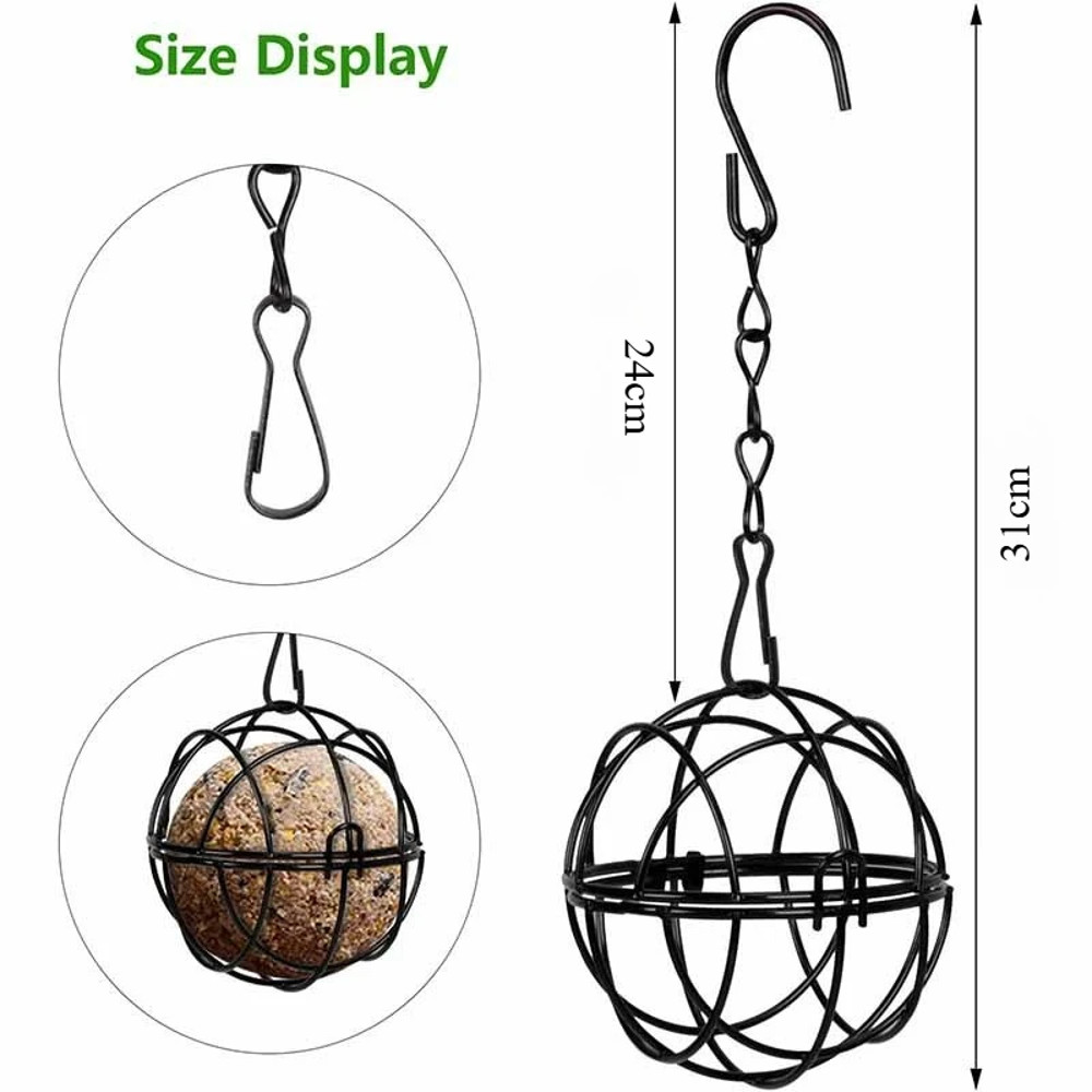 Squirrel Proof Metal Suet Ball Bird Feeder With Chain Outdoor Garden Hanging Feeder For Wild Birds  4