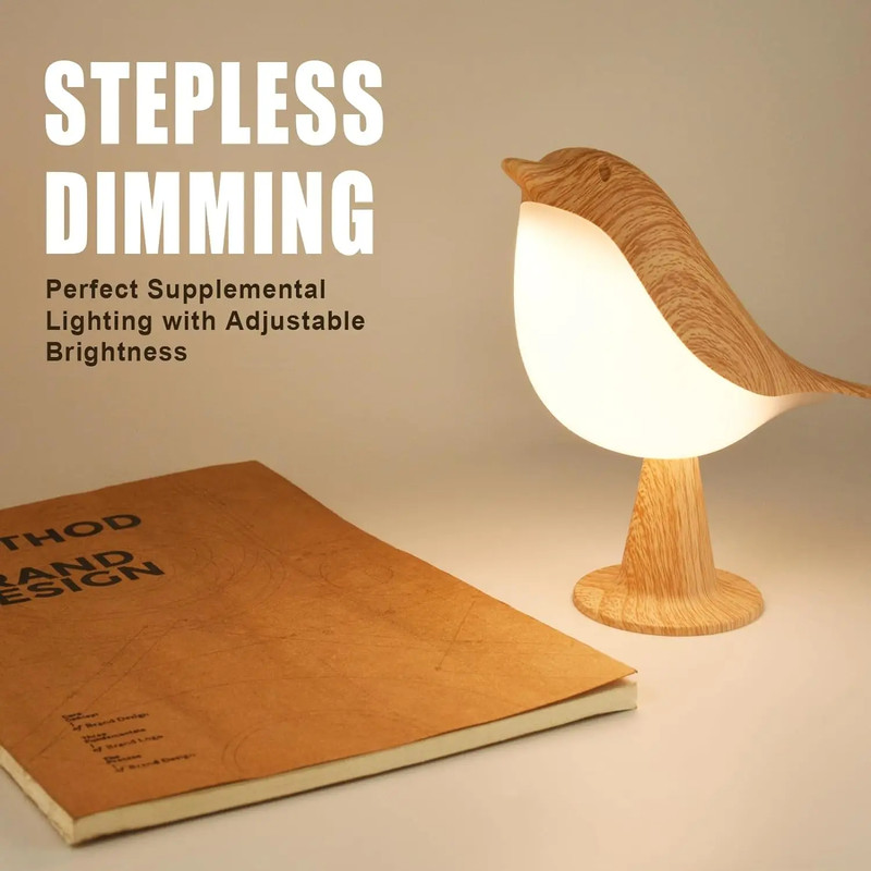 Touch Control Bird Desk Lamp,Rechargeable Cordless Bedside Lamp with 3Color Temperatures,Kids Night Light,Reading &Decor