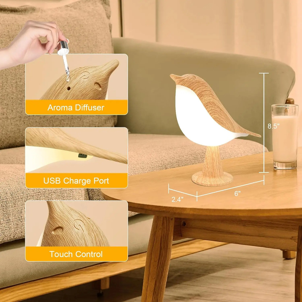 Touch Control Bird Desk Lamp,Rechargeable Cordless Bedside Lamp with 3Color Temperatures,Kids Night Light,Reading &Decor