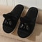 Cute Cartoon Cat Home Slippers for Women, Open Toe Non-Slip Wave Sole Faux Fur Slides for Autumn & Winter