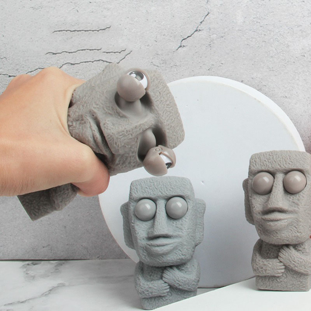 Moai Statue Stress Toy SlowRebound Stone Man Squeeze Toy For Anxiety Relief With Funny Interested E 0