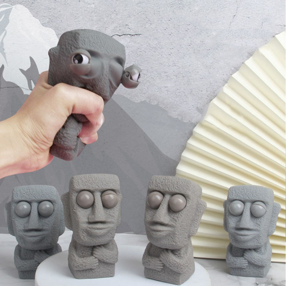 Moai Statue Stress Toy SlowRebound Stone Man Squeeze Toy For Anxiety Relief With Funny Interested E 1