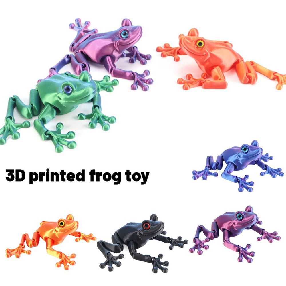 Multi Joint Movable Frog Model, 3D Printed Cute Animal Toy, Glittering Eyes, Realistic Simulation, Room Decor