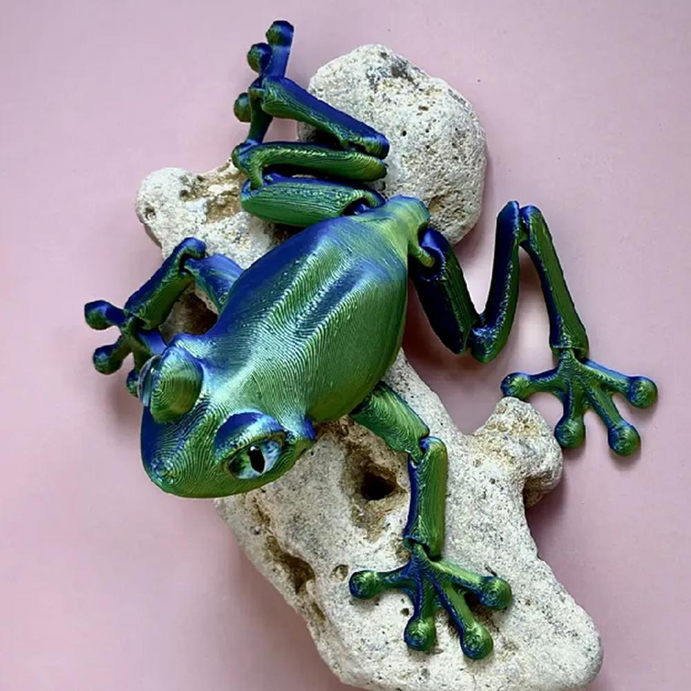 Multi Joint Movable Frog Model, 3D Printed Cute Animal Toy, Glittering Eyes, Realistic Simulation, Room Decor