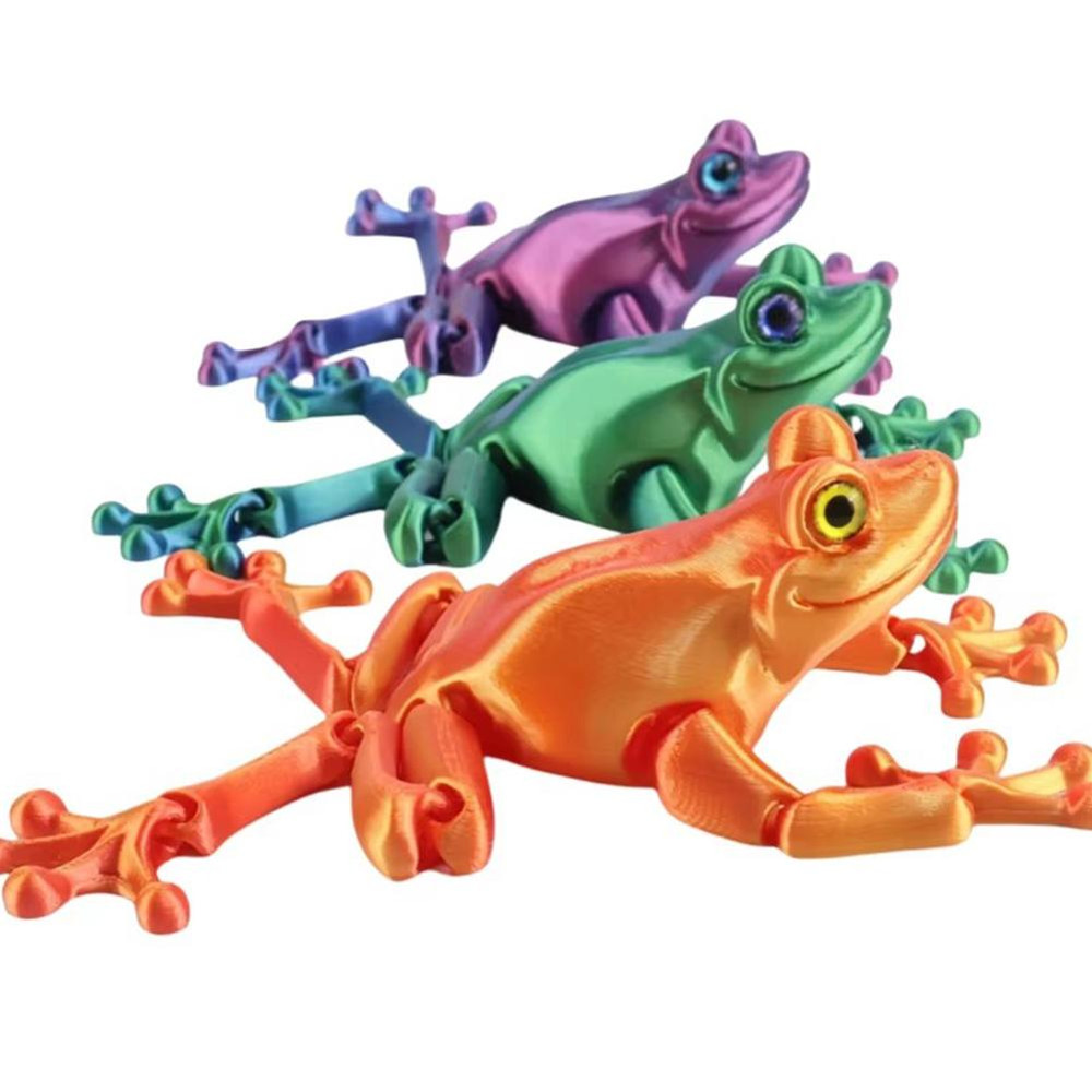 Multi Joint Movable Frog Model, 3D Printed Cute Animal Toy, Glittering Eyes, Realistic Simulation, Room Decor