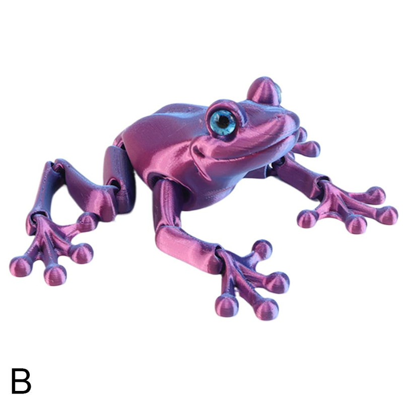 Multi Joint Movable Frog Model, 3D Printed Cute Animal Toy, Glittering Eyes, Realistic Simulation, Room Decor