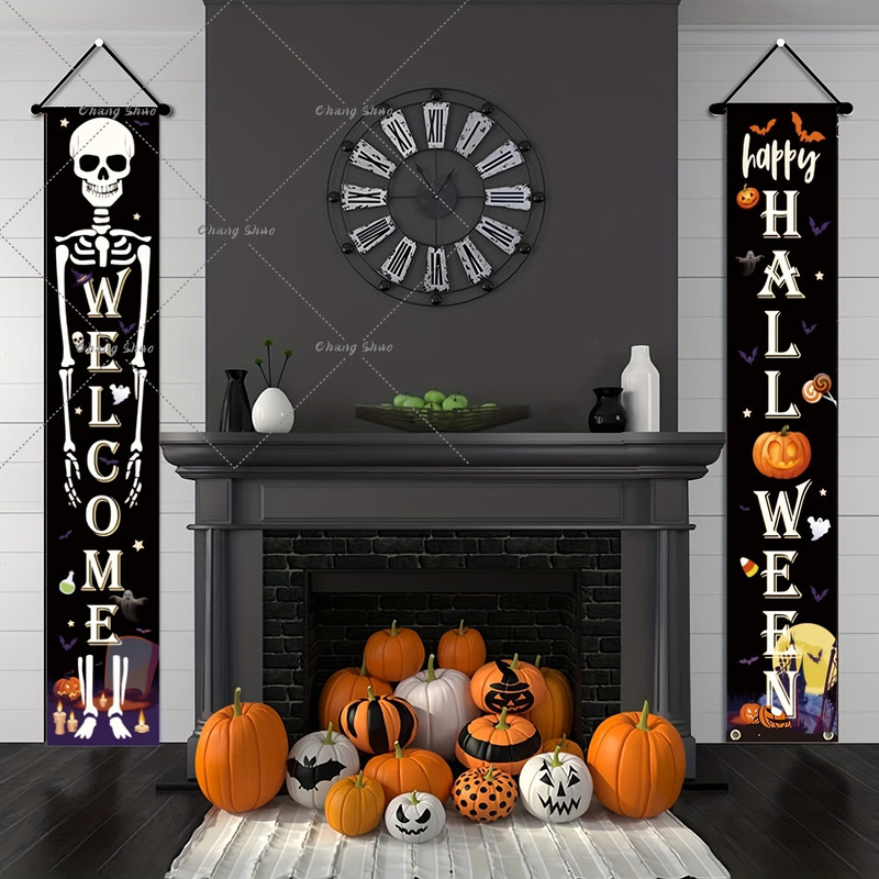 Halloween Hanging Door Curtain Banner, Pumpkin Ghost Decorations, Trick or Treat Party Supplies