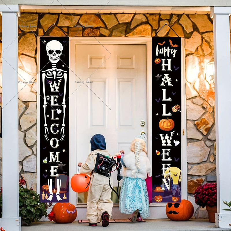 Halloween Hanging Door Curtain Banner, Pumpkin Ghost Decorations, Trick or Treat Party Supplies