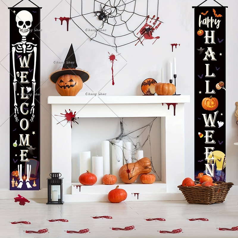 Halloween Hanging Door Curtain Banner, Pumpkin Ghost Decorations, Trick or Treat Party Supplies
