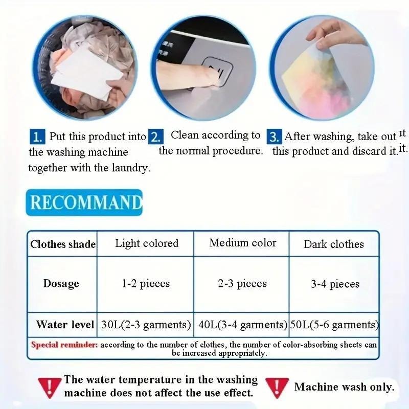 Universal Wash Dye Resistant Laundry Cloth,50Color Fade Protection Sheets,No Chemical Composition,Mixed Laundry Color