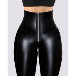 faux leather leggings, high waist tummy control, butt lift pants, streetwear, skinny trousers