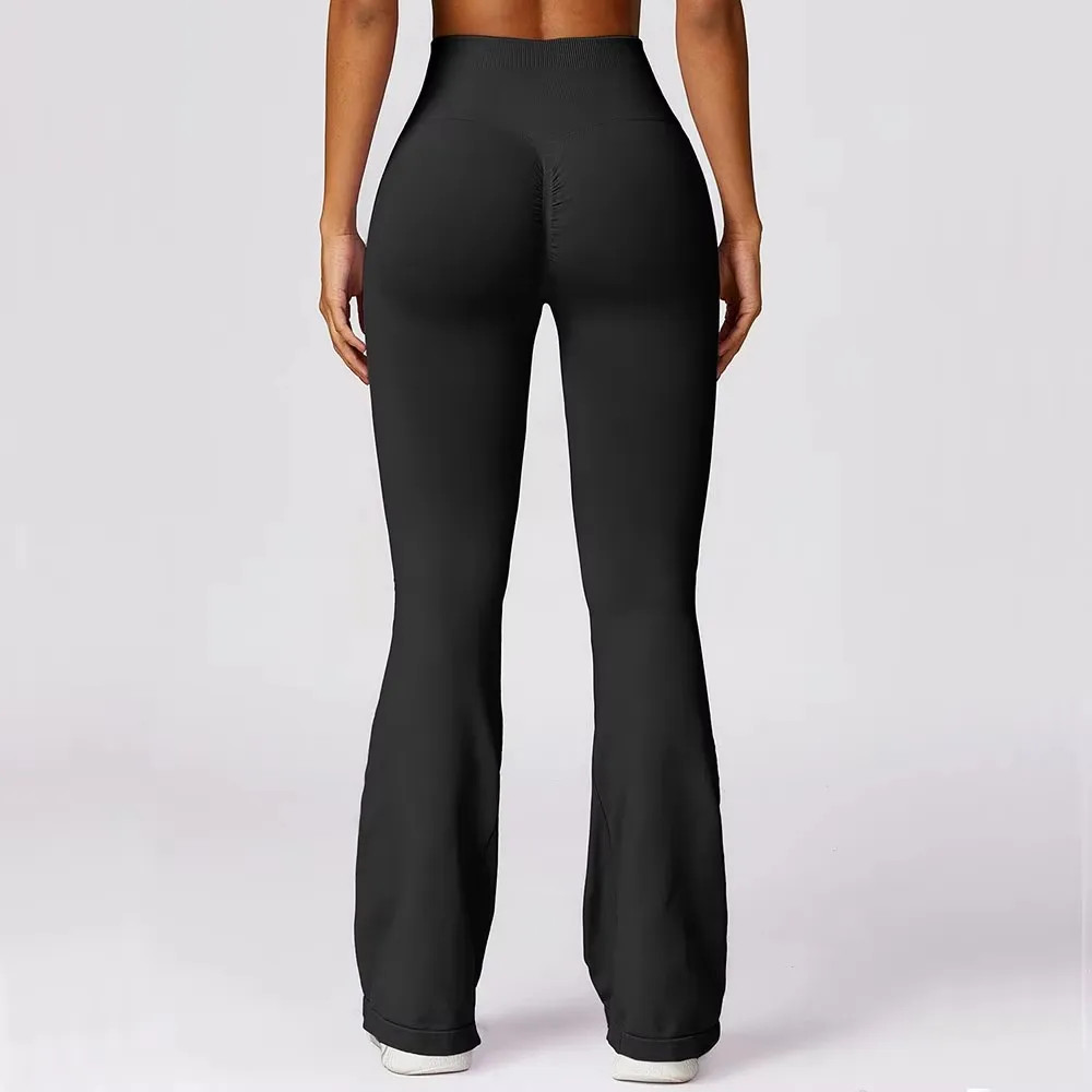 Seamless Flare Leggings, High Waist Yoga Pants, Wide Leg Workout Pants, Women Fitness Flared Trousers