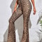 Women's Leopard Print Flared Pants, High Waist Scrunch Butt Leggings, Tummy Control Yoga Pants