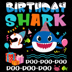 birthday shark 2 years old svg