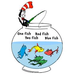 dr seuss one fish two fish blue fish red fish svg