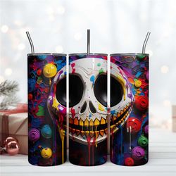 jack skellingtons face horror tumbler design, skinny 20oz tumbler design digital file
