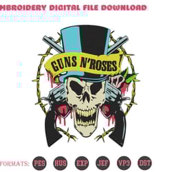guns n' roses logo rock band embroidery design download file