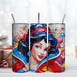 snow white 3d inflated tumbler wrap design, 20oz tumbler design sublimation png