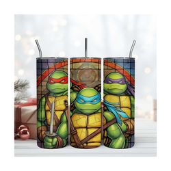 Ninja Turtle 20 Oz Stained Glass Tumbler Cup Design