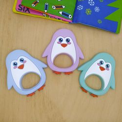 penguin silicone teething, cute new born baby toy, toddler teether toy gift, gift for baby shower