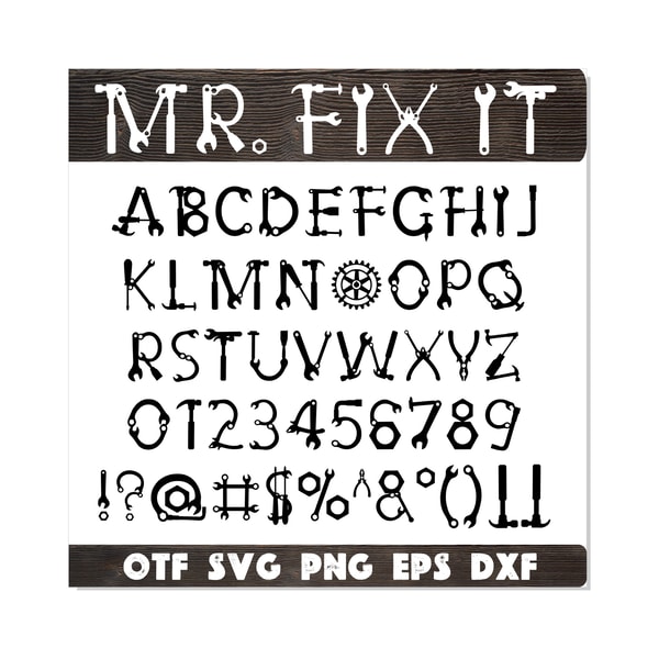Tool Font TTF SVG PNG | Mr Fix font otf, tools alphabet, too - Inspire ...