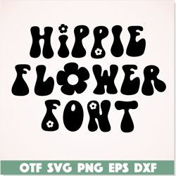 hippie flower font, retro font, groovy font, modern font, hippie font, 70s font 80s font, procreate fonts